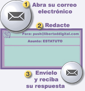 Envie un correo electrónico en blanco a la direccion push@libertaddigital.com indicando en el tema la palabra ESTATUTO . Al cabo de unos minutos, recbirá el documento al completo en su dirección de email. 